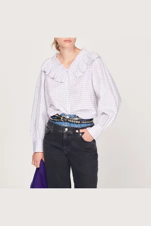 Sandro Camisa de cuello avolantado de cuadros