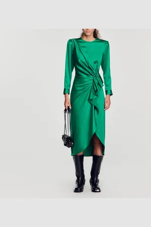 Sandro Vestido satinado con volantes