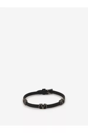 VALENTINO GARAVANI Hombre Pulseras - Brazalete de .-Piel lisa.-Color .-Cierre ajustable con hebilla.Detalles del logo en latón color rutenio.Hecho en Italia..Ancho: 1 cm.100% Piel de becerro, 100% Latón