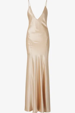 Saint Laurent Vestido Midi Lencero Satén