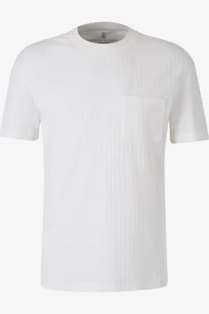 Brunello Cucinelli Camiseta Canalé Bolsillo