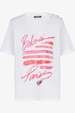 Balmain Camiseta Estampado Algodón