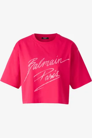 Balmain Camiseta Cropped Logo