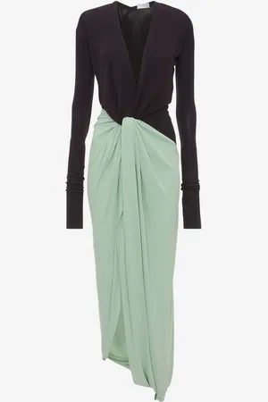 Victoria Beckham Vestido Midi Bicolor