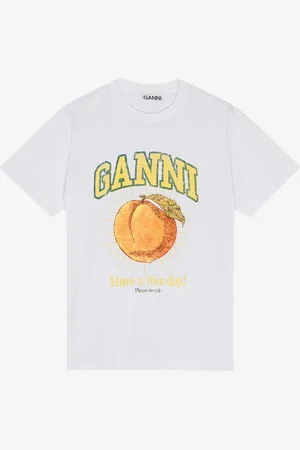 Ganni Camiseta Logo Melocotón