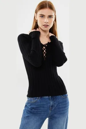 Noisy May Nmfreya L/S V-Neck String Knit Fwd