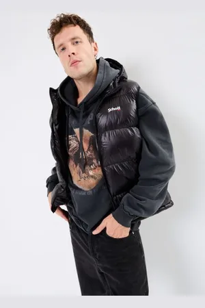 Schott NYC Gilet Doudoune Brillant A Capuche
