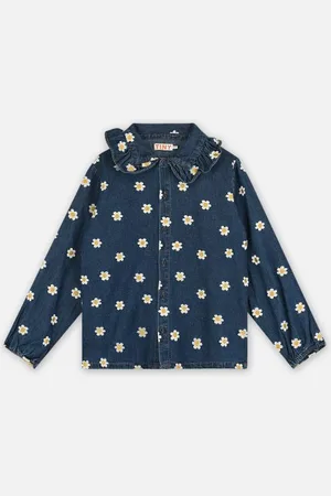 Tiny Cottons Denim Daisy Frill Collar Shirt