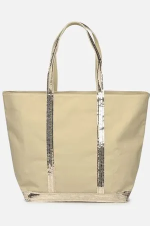 Vanessa Bruno Cabas L Porte Epaule En Toile Coton Et Paillettes