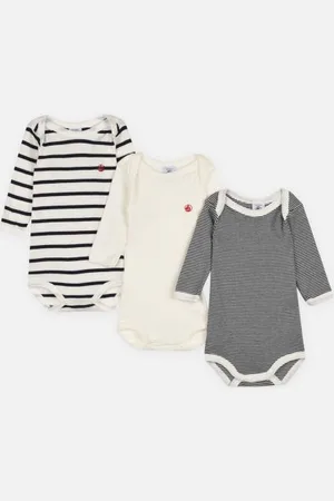 Petit Bateau Lot de 3 bodies Manches Longues Marinière