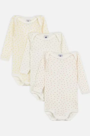 Petit Bateau Lot de 3 Bodies Manches Longues Cœur de Beurre