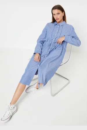 Tommy Hilfiger Org Co Stripe Midi Shirt-Dress