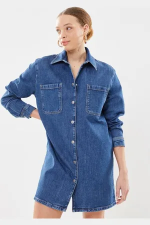 SELECTED Slfbella Ls Marine Blue Short Denim Dres