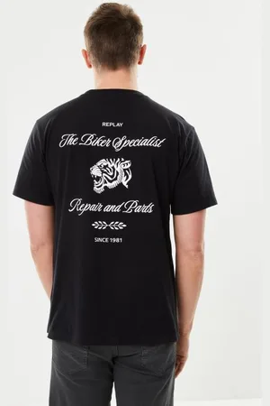 Replay T-shirt col rond noir "custom garage"