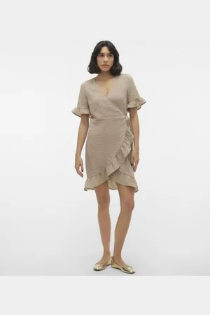 VERO MODA Vmchris Ss Short Wrap Dress Wvn Ga