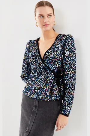 Y.A.S Yaskillo Sequin Ls Wrap Top - Show