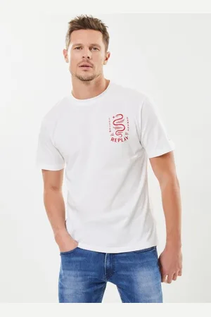 Replay T-shirt col rond blanc serpant