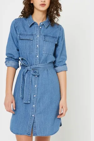 Pieces® PCOSALINA LS MIDI DNM MB DRESS NOOS BC
