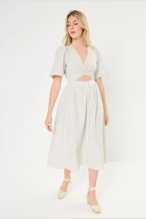 SELECTED Slfvittoria Ss Striped Midi Shirt Dress