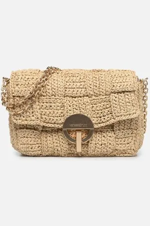 Vanessa Bruno Sac Moon Pm En Raphia Effet Damier