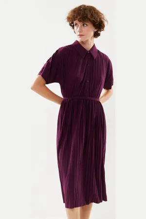 VILA Viluxi Plissé S/S Midi Shirt Dress/C26