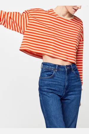 Noisy May Nmfrida Stripe L/S O-Neck Semi Crop Top