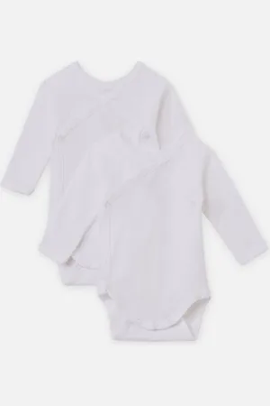 Petit Bateau Lot de 2 Bodies Croisés Manches Longues Unis