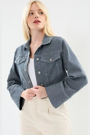 SELECTED Slfmyra Ls Stripe Short Denim Jacket