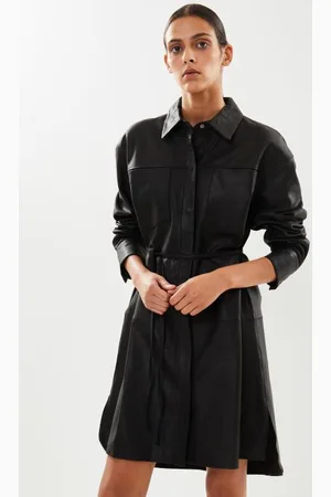 VILA Viblackie L/S Leather Shirt Dress/Rou