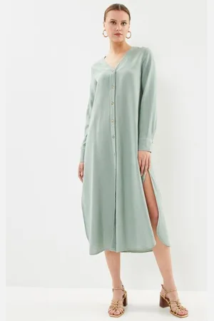 VILA Viprisilla V-Neck L/S Midi Shirt Dress