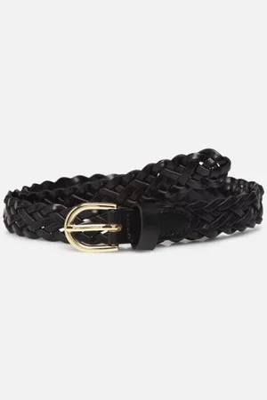 Pieces® Avery Leather Braided Slim Belt