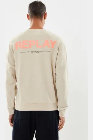 Replay Sweat delave gros logo rouge fluo dos