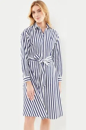 Ralph Lauren Robe-chemise ceinturée en coton rayé 211891428