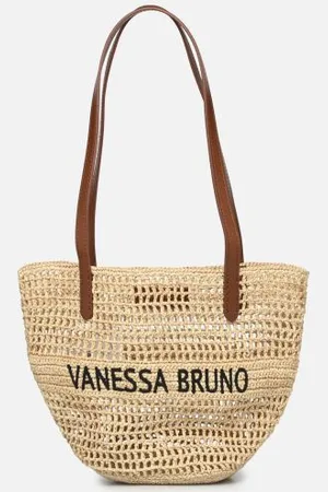 Vanessa Bruno Panier Pm En Raphia Brode Logo