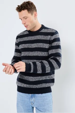Casual Friday CFKarl striped jaquard crew neck knit