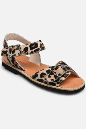 MINORQUINES Avarca Boucle Cuir Léopard