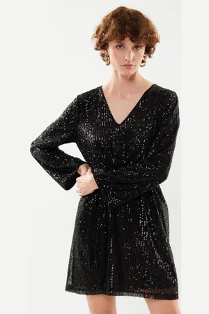 VILA Viglitas Deep V-Neck L/S Sequin Dress