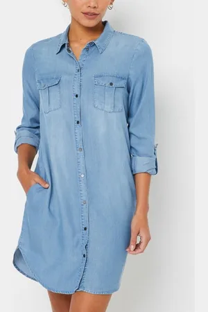VERO MODA Vmsilla Ls Short Dress Lt Bl Ga Noos