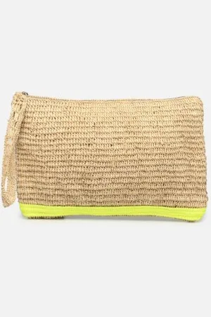 Vanessa Bruno Pochette Plate Zippee Raphia Et Paillettes