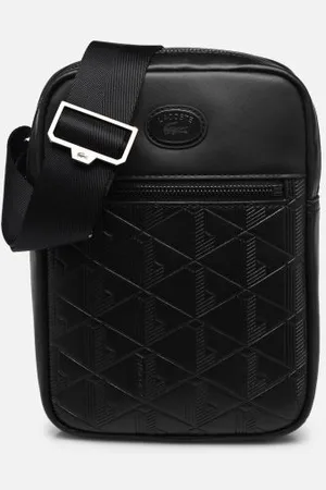 Lacoste Vertical Monogram Print Leather Bag