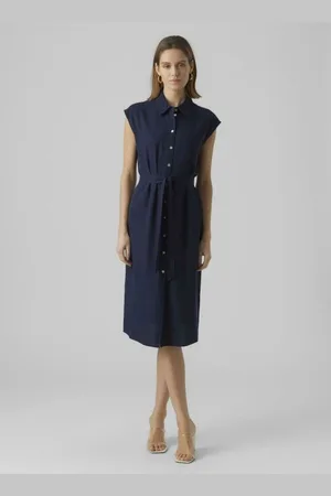 VERO MODA Vmmymilo Sl Calf Shirt Dress Wvn Ga