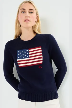 Ralph Lauren Pull drapeau à col rond en coton