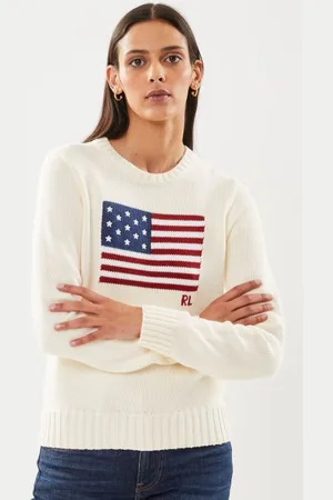Ralph Lauren Pull drapeau à col rond en coton