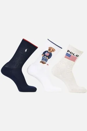 Ralph Lauren Cr Flg Br 3-Crew Sock-3 Pack
