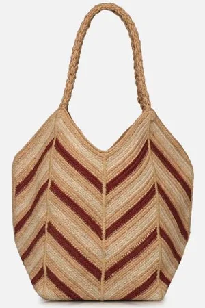 Vanessa Bruno Panier Trapeze en Jute Rayee Multicolore