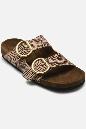 Rivecour Mules n°62 - Cuir imprimé - Zèbre clair