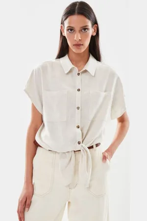 Pieces® Pcvinsty Ss Linen Tie Shirt Noos