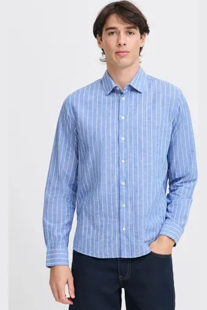 Casual Friday CFANDRÉ LS wide stripe linen mix shirt