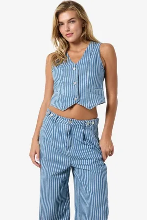 Noisy May NMHERA SL SLIM PINSTRIPED VEST BS008MB