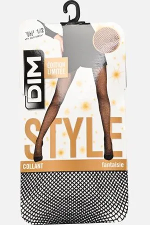 Dim Collant Résille Lurex Argent Noir Et Argent